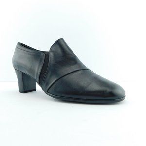 BEAUTIFEEL Black Leather Block Heel Slip-on Pumps 40